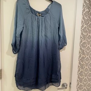 Giusy Pure Silk Ombré Blue Summer Dress